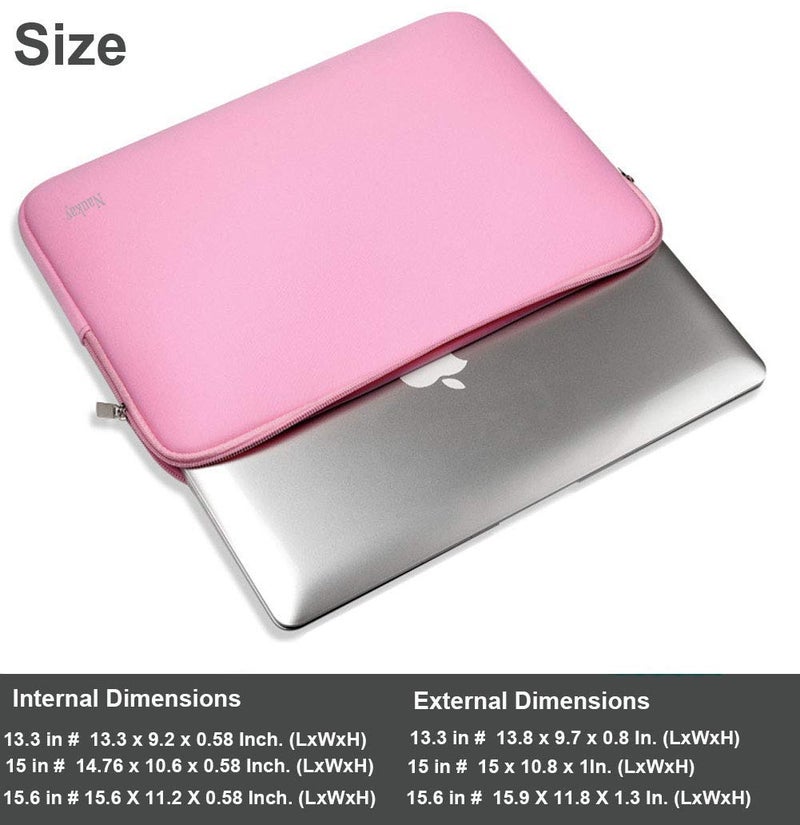 Naukay 15.6 Inch Laptop Sleeve Resistant Neoprene Laptop Sleeve/Notebook Computer Pocket Case/Tablet Briefcase Carrying Bag - (Pink) - Image 4